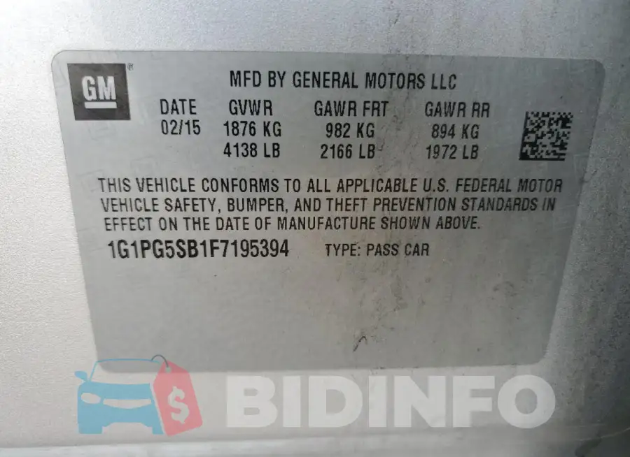 1G1PG5SB1F7195394 Photo# 13