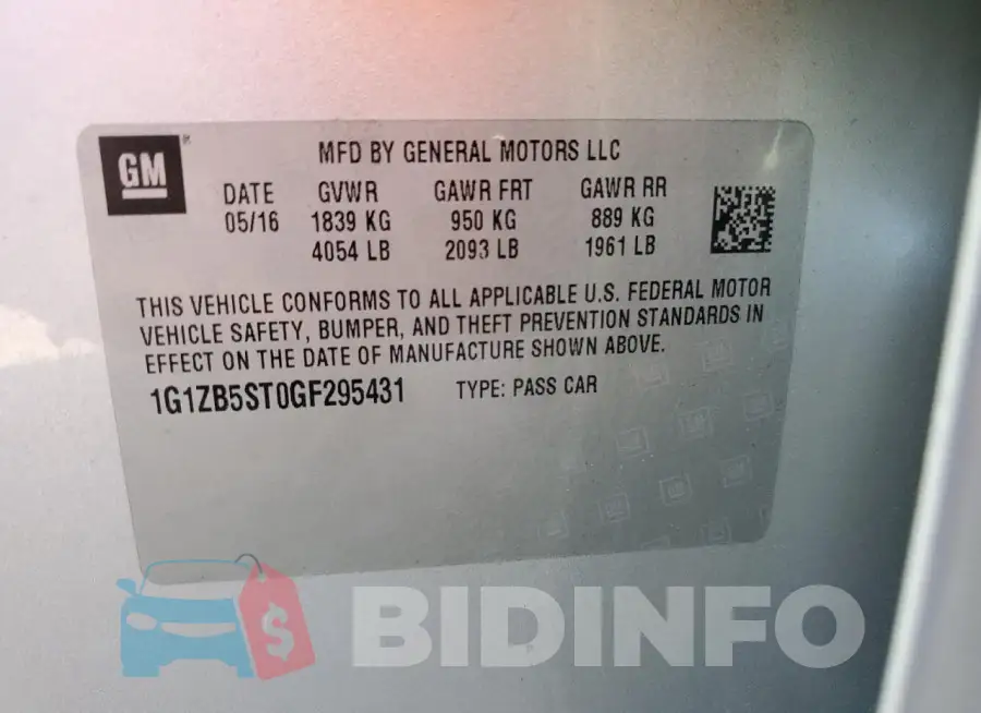 1G1ZB5ST0GF295431 Photo# 12