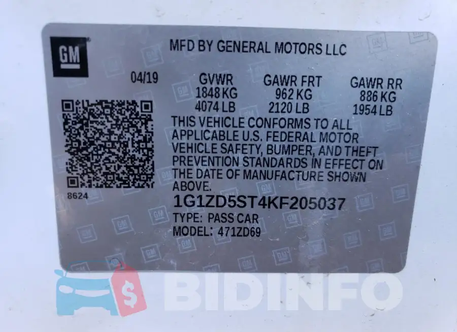 1G1ZD5ST4KF205037 Photo# 12