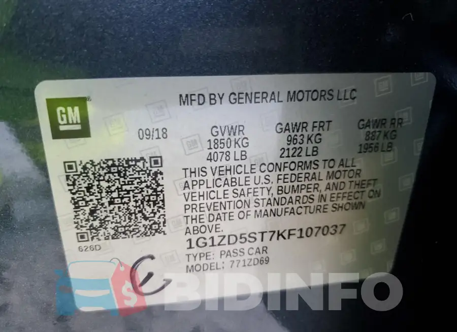 1G1ZD5ST7KF107037 Photo# 12