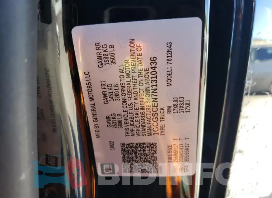 1GCGSCEN7N1310436 Photo# 12