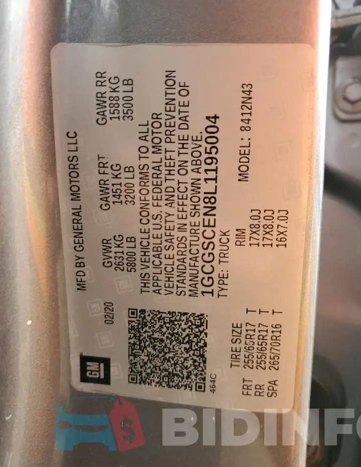 1GCGSCEN8L1195004 Photo# 12