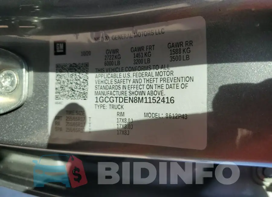 1GCGTDEN8M1152416 Photo# 12