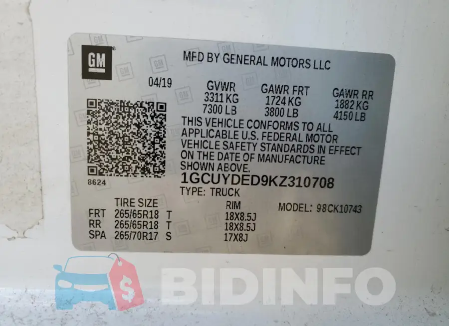 1GCUYDED9KZ310708 Photo# 12