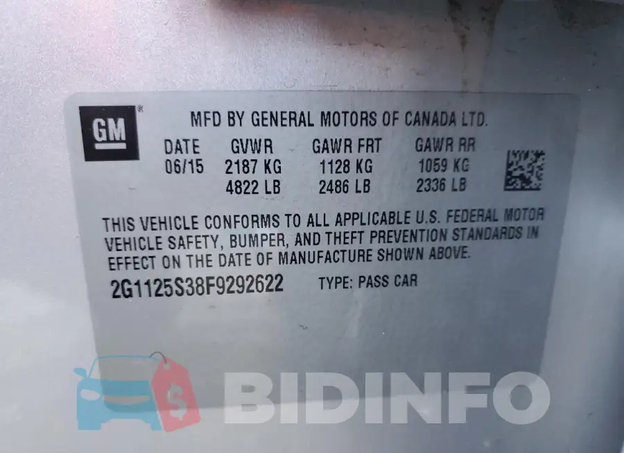 2G1125S38F9292622 Photo# 12
