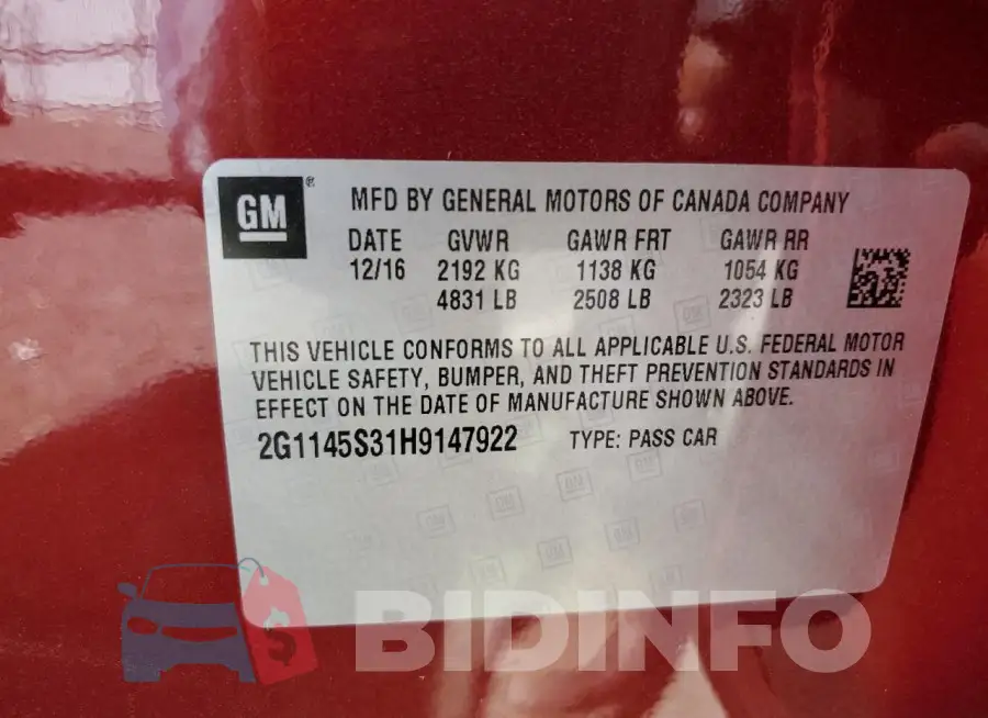 2G1145S31H9147922 Photo# 12