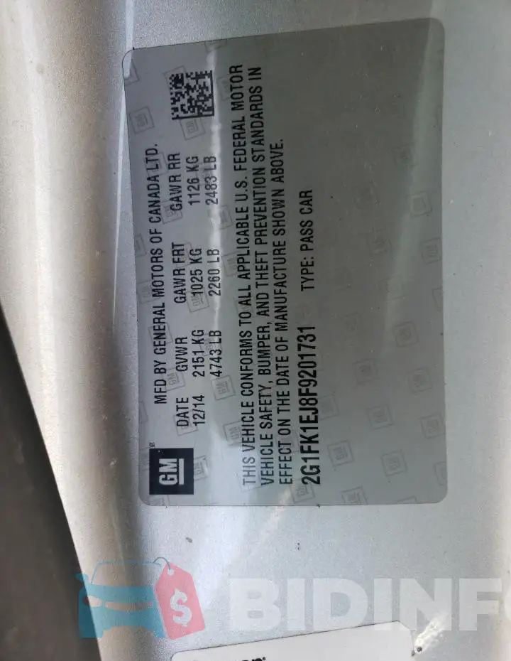 2G1FK1EJ8F9201731 Photo# 12