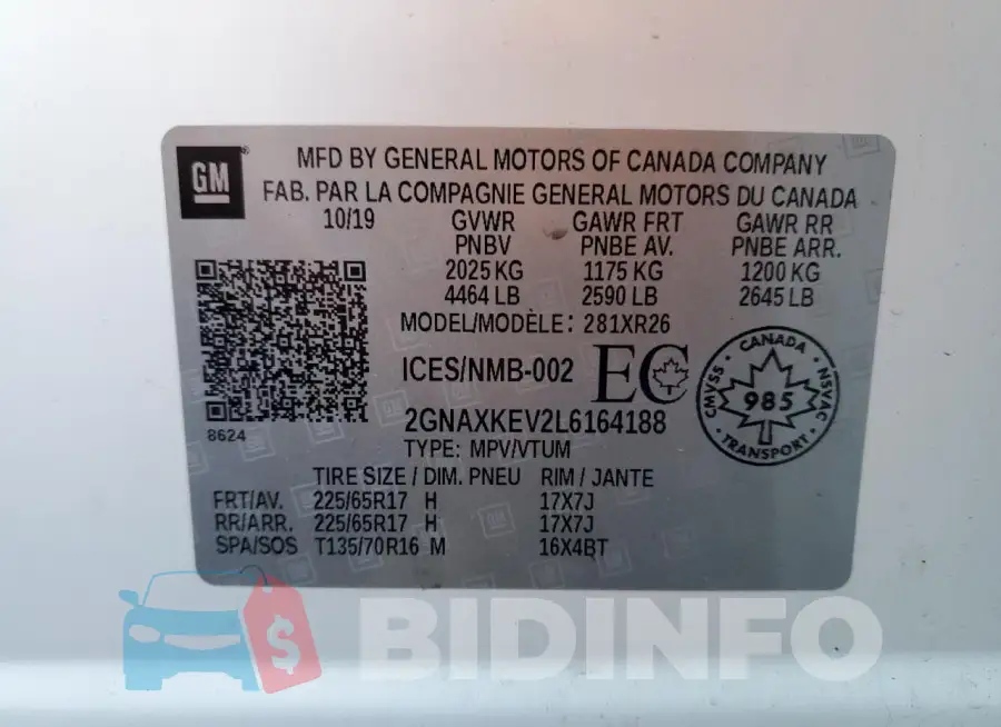 2GNAXKEV2L6164188 Photo# 12