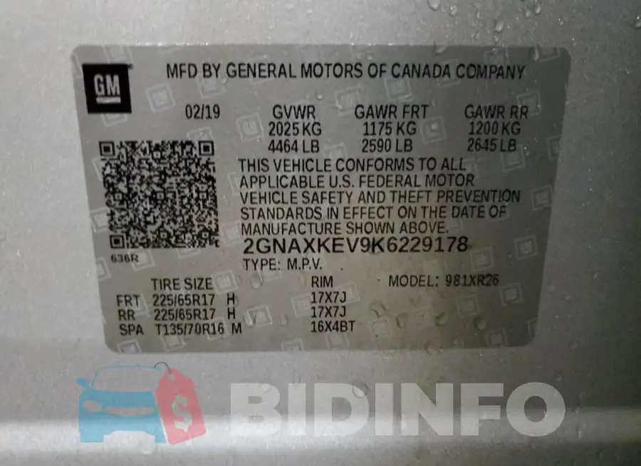 2GNAXKEV9K6229178 Photo# 14