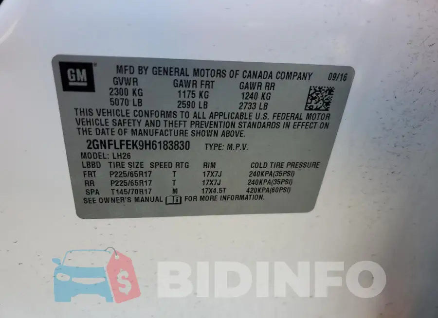 2GNFLFEK9H6183830 Photo# 12