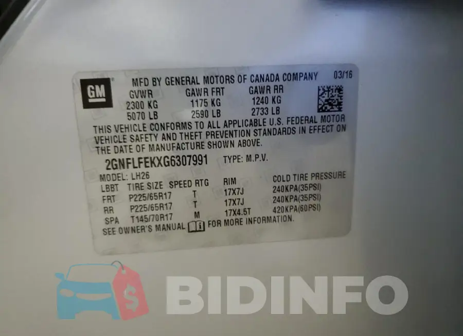 2GNFLFEKXG6307991 Photo# 13