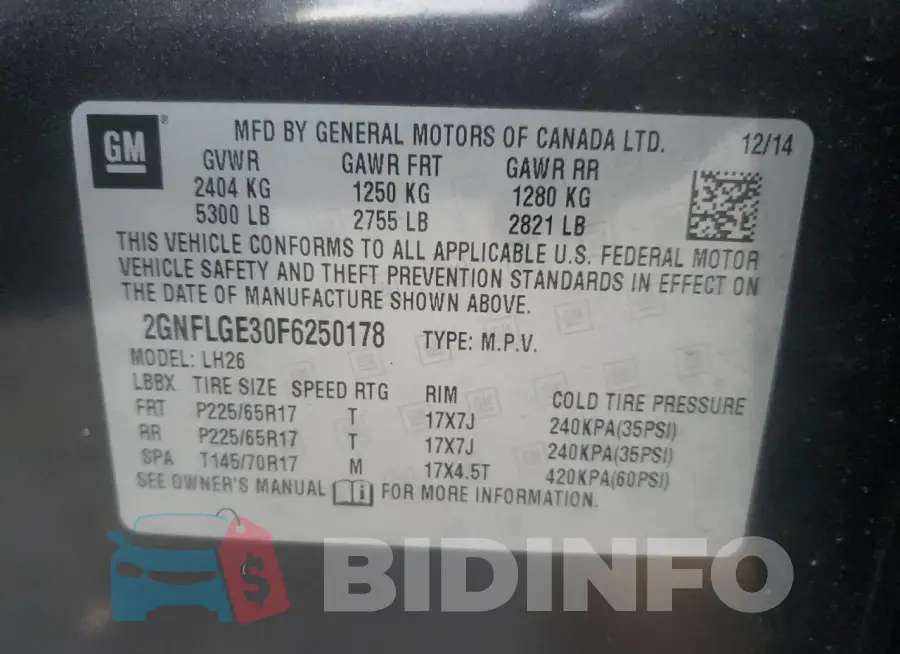 2GNFLGE30F6250178 Photo# 12