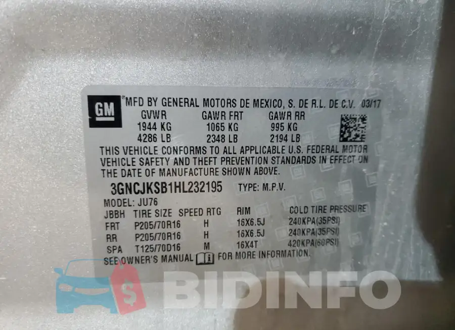3GNCJKSB1HL232195 Photo# 12