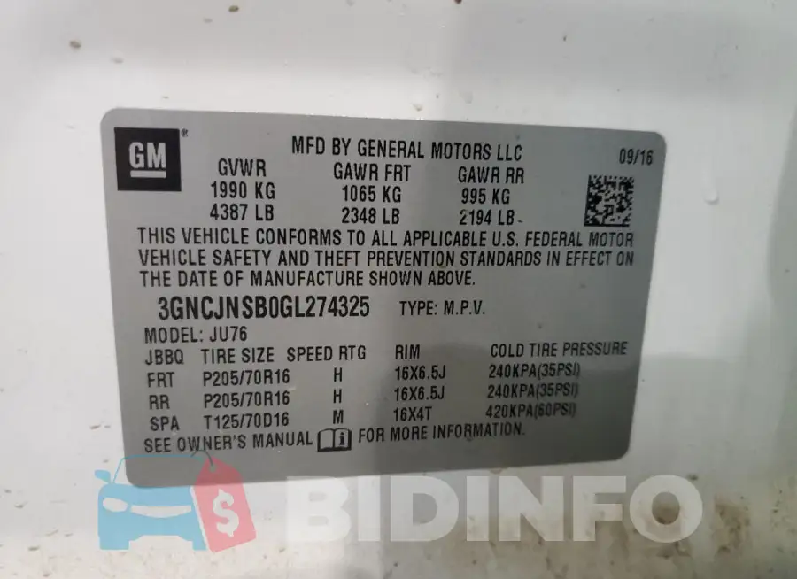 3GNCJNSB0GL274325 Photo# 12