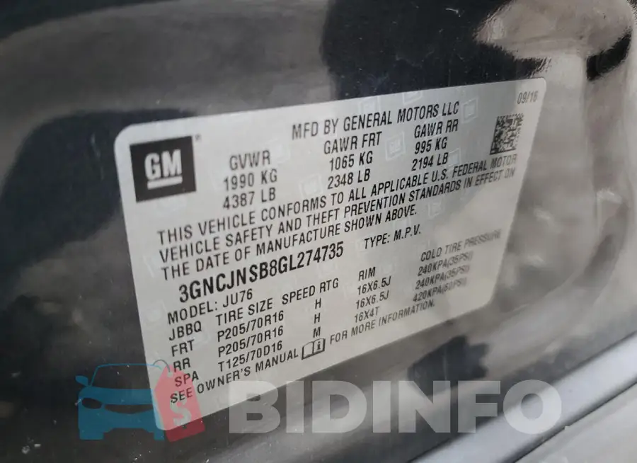 3GNCJNSB8GL274735 Photo# 12