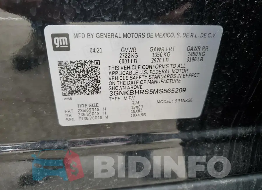3GNKBHRS5MS565209 Photo# 12