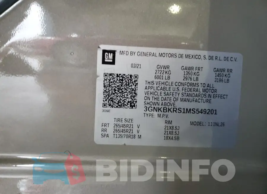 3GNKBKRS1MS549201 Photo# 13