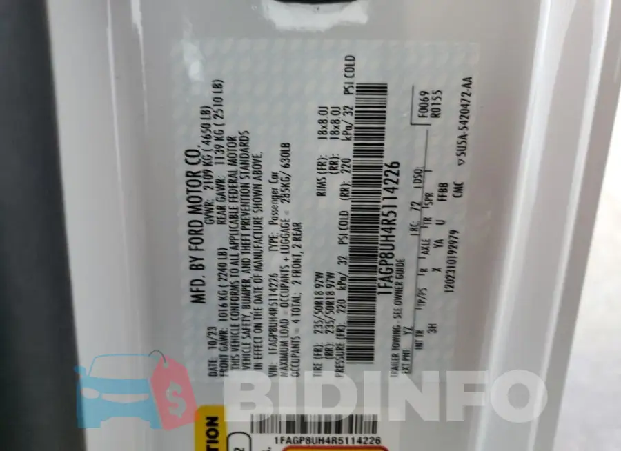 1FAGP8UH4R5114226 Photo# 12