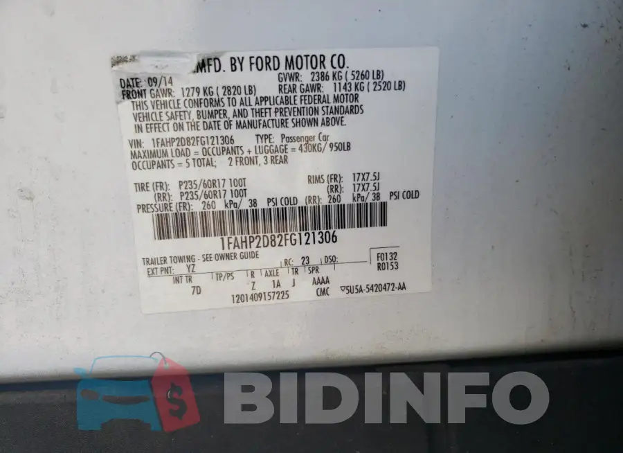 1FAHP2D82FG121306 Photo# 12