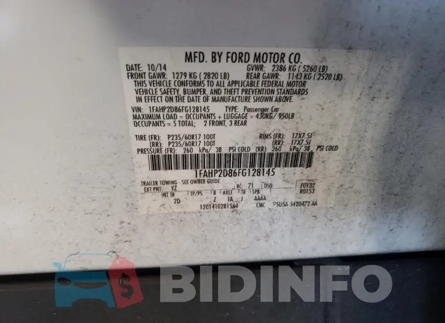 1FAHP2D86FG128145 Photo# 12