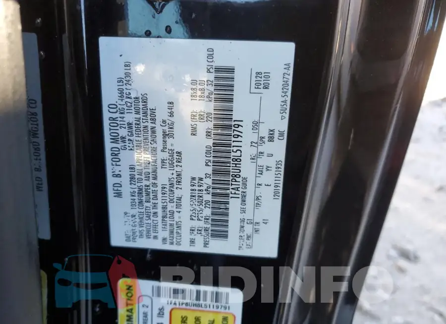 1FATP8UH8L5119791 Photo# 12