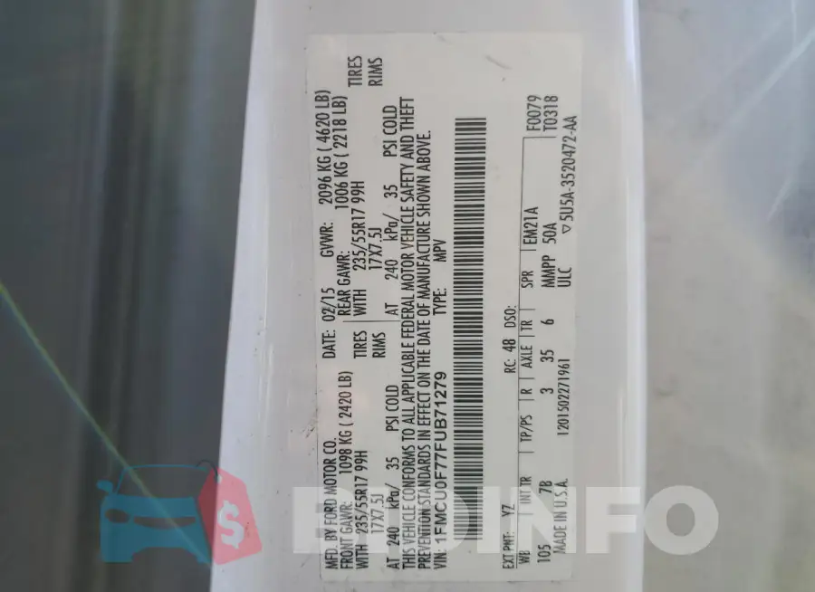 1FMCU0F77FUB71279 Photo# 12