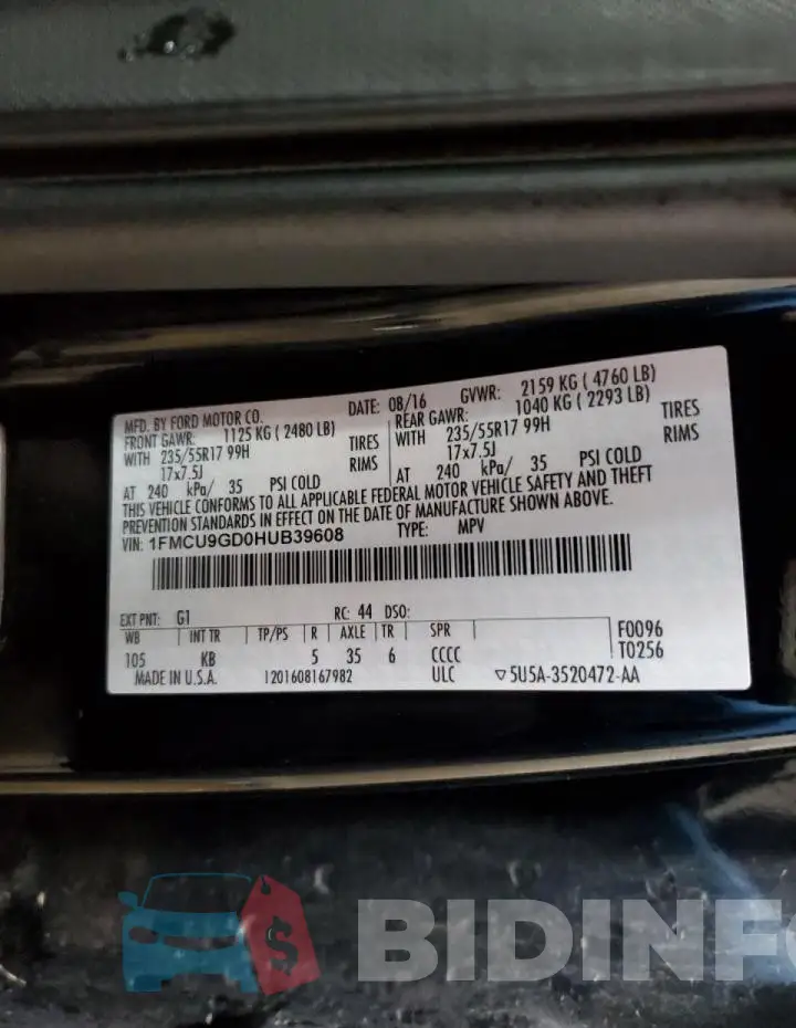 1FMCU9GD0HUB39608 Photo# 12