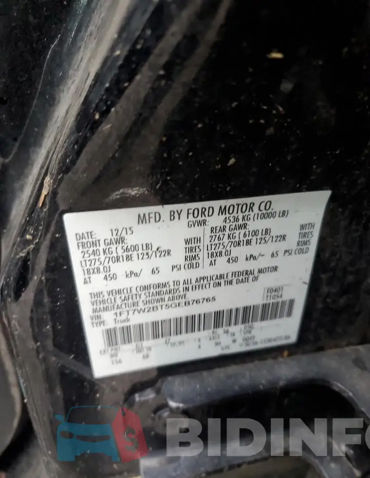 1FT7W2BT5GEB76765 Photo# 12