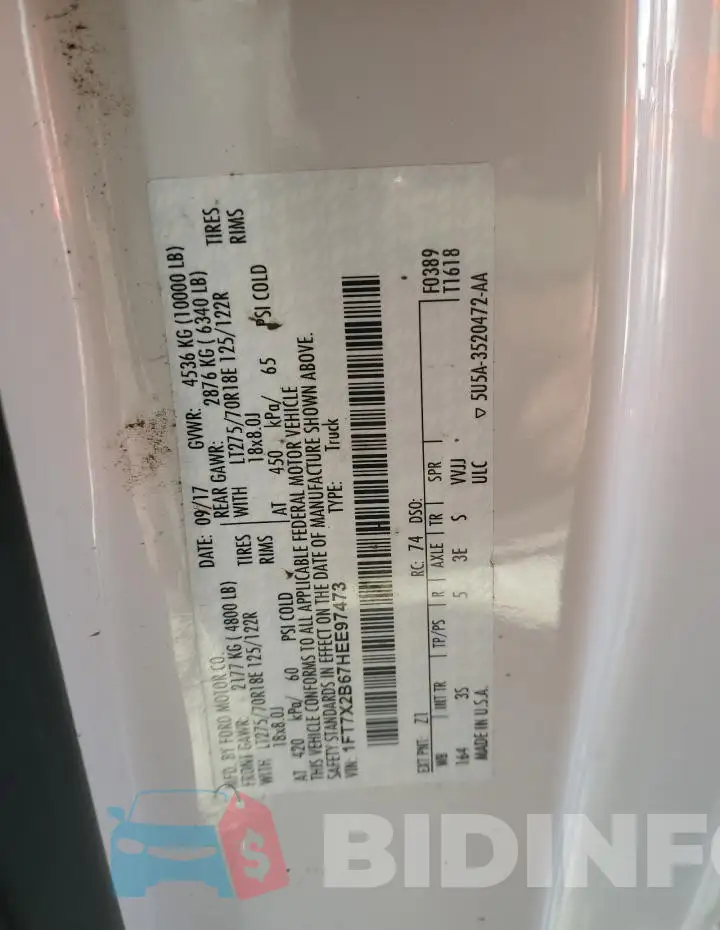 1FT7X2B67HEE97473 Photo# 12