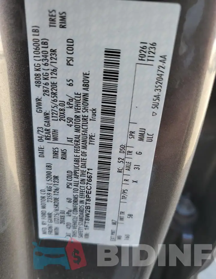1FT8W2BT8PEC76671 Photo# 12