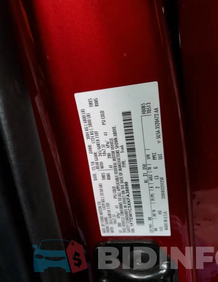 1FTEW1C5XKFA38899 Photo# 13