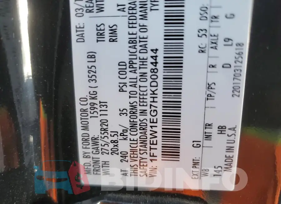 1FTEW1EG7HKD08444 Photo# 12
