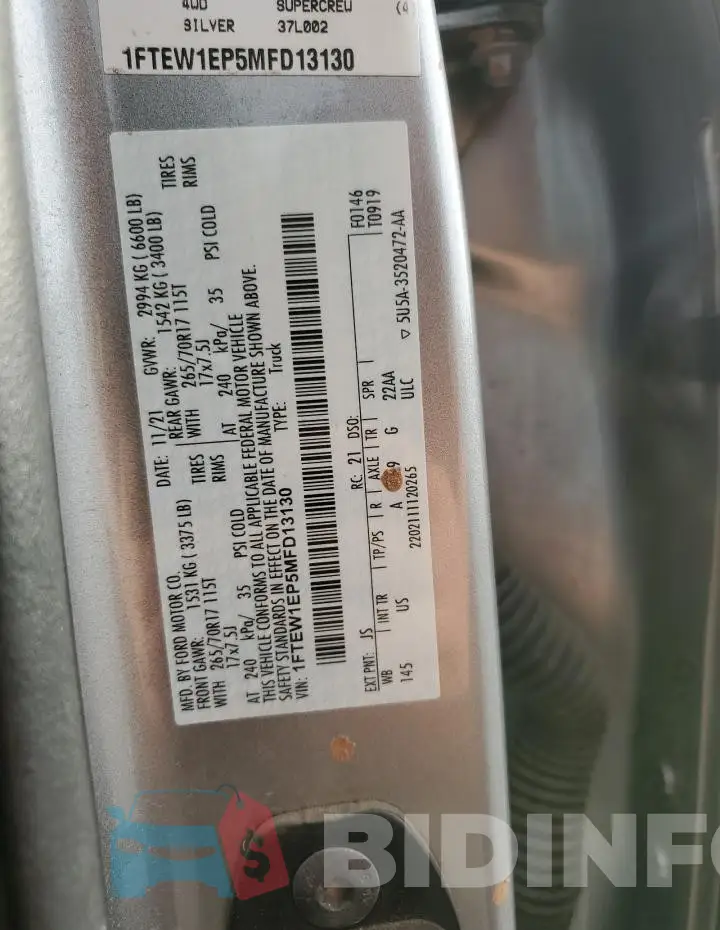 1FTEW1EP5MFD13130 Photo# 12