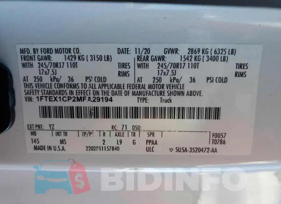 1FTEX1CP2MFA29194 Photo# 13