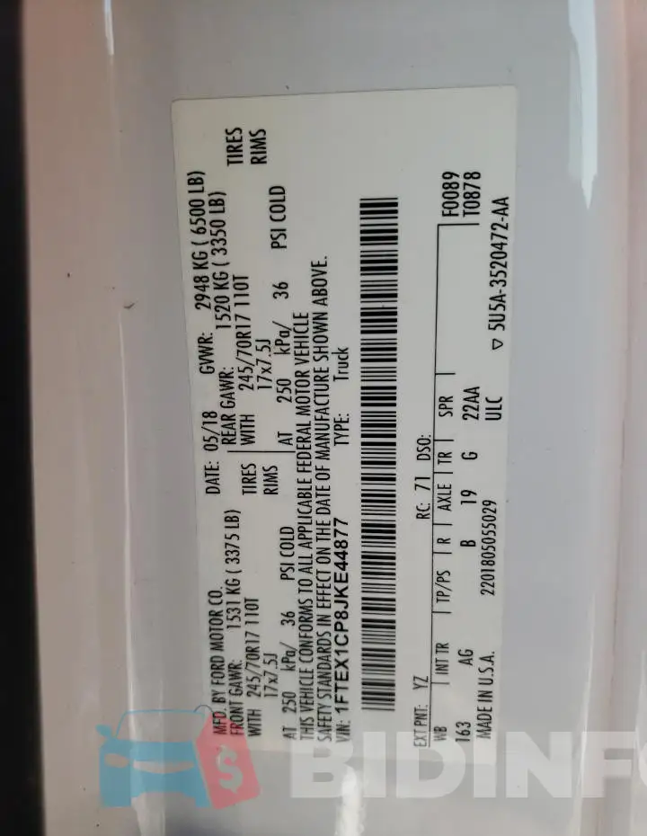 1FTEX1CP8JKE44877 Photo# 12