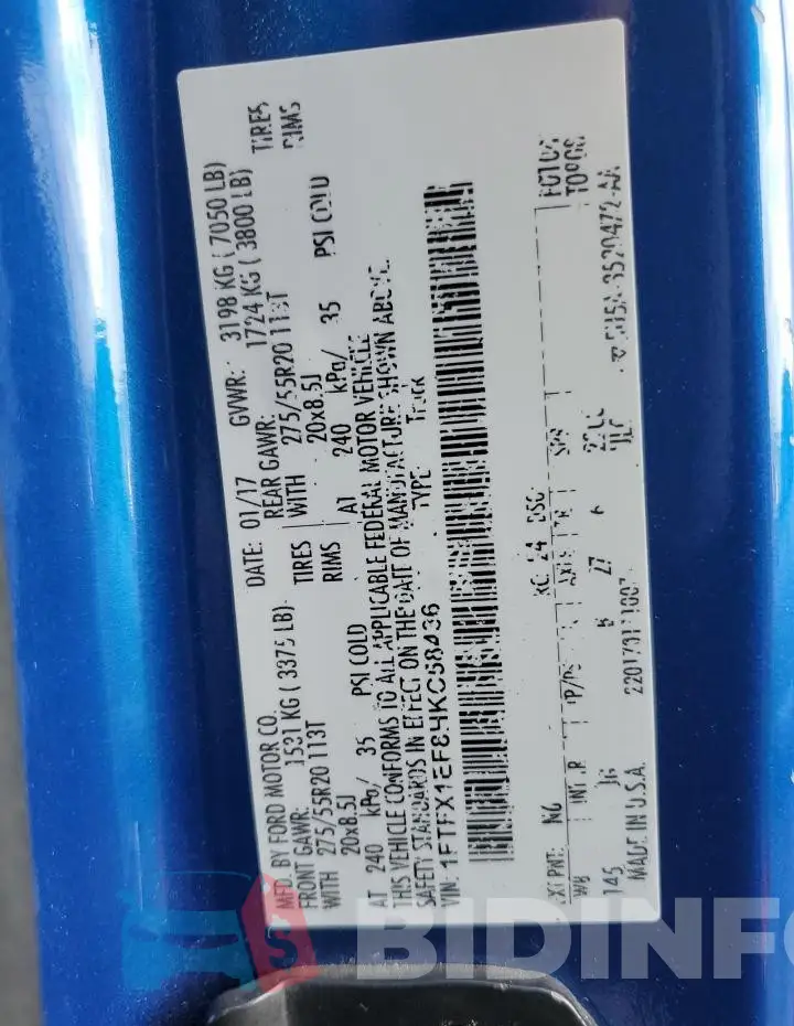 1FTFX1EF8HKC58436 Photo# 12
