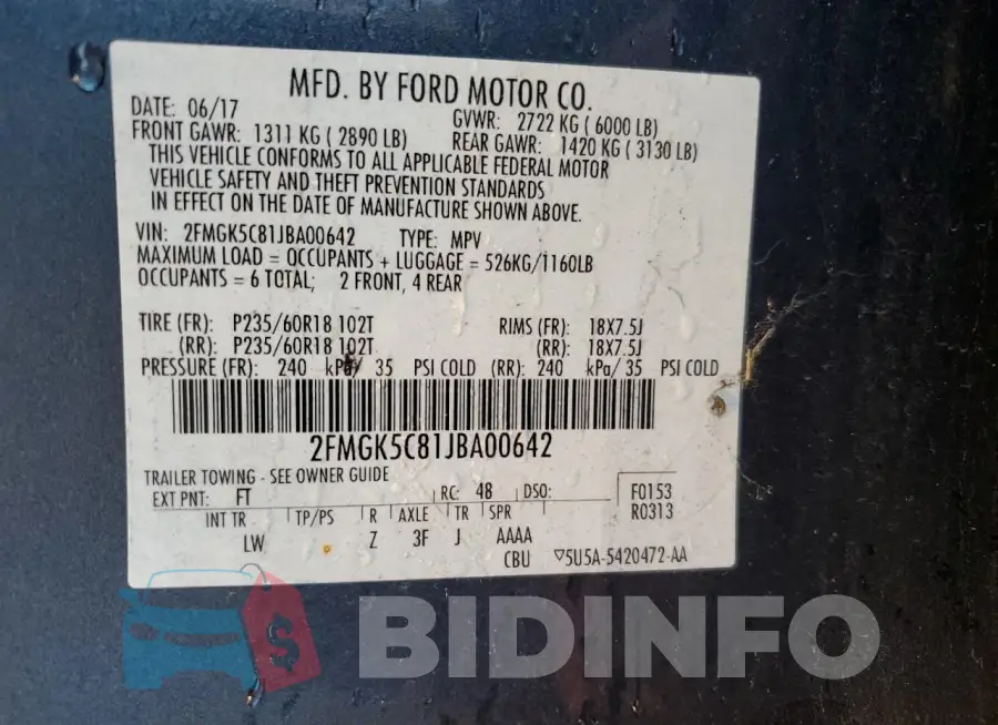 2FMGK5C81JBA00642 Photo# 13