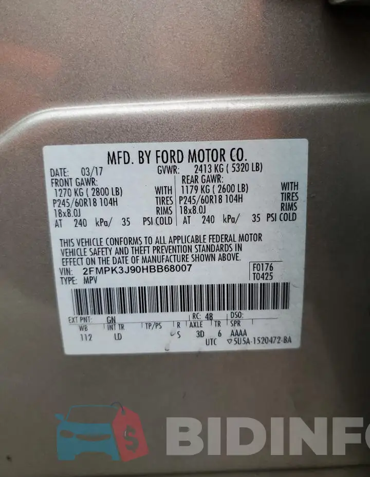 2FMPK3J90HBB68007 Photo# 13