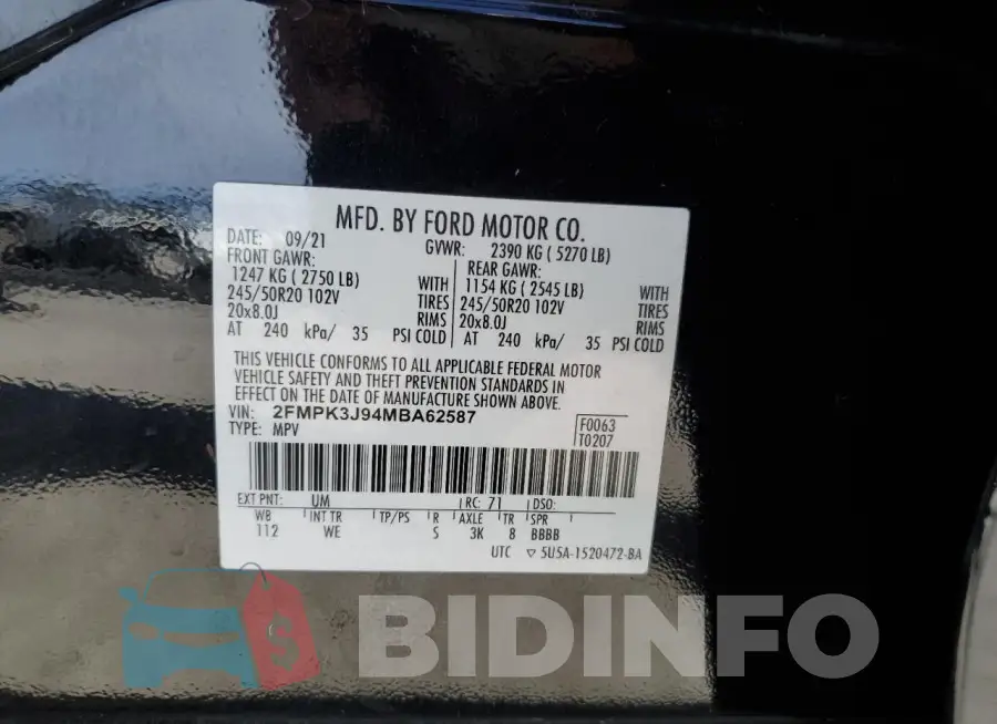 2FMPK3J94MBA62587 Photo# 12