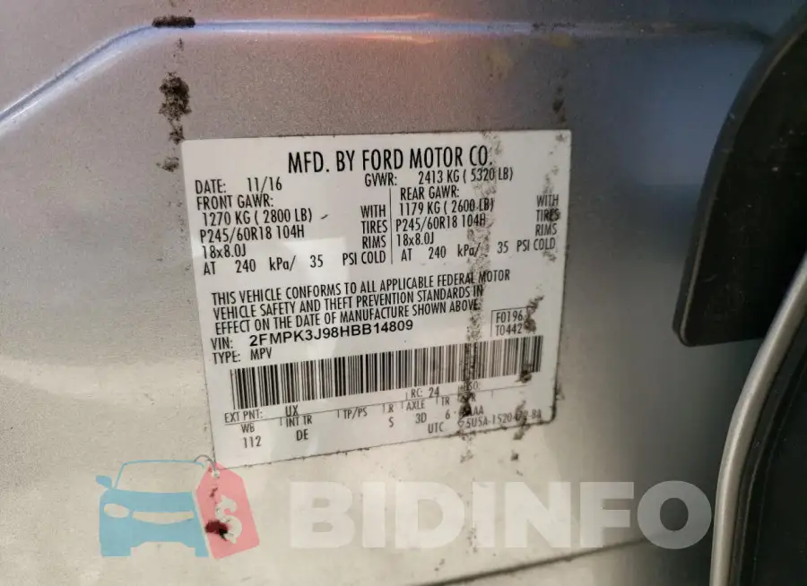 2FMPK3J98HBB14809 Photo# 14