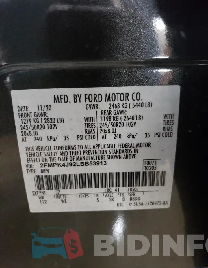 2FMPK4J92LBB53913 Photo# 13