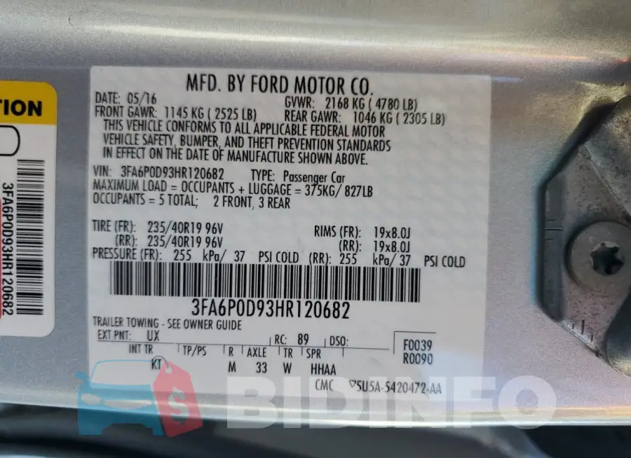 3FA6P0D93HR120682 Photo# 12