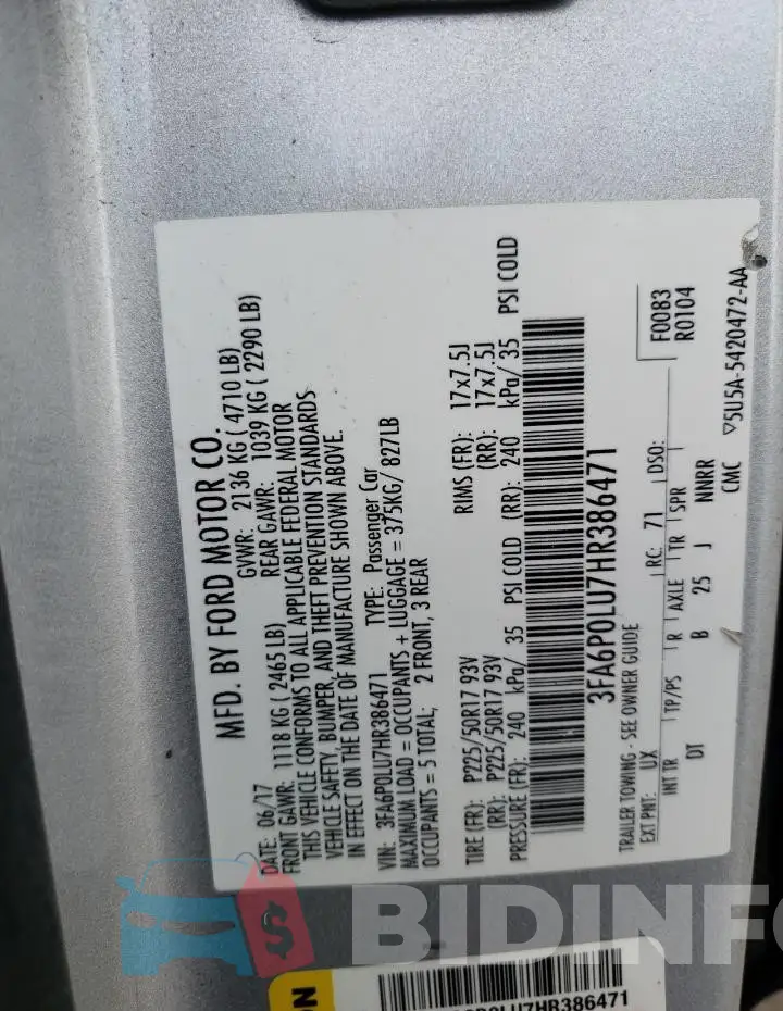 3FA6P0LU7HR386471 Photo# 12