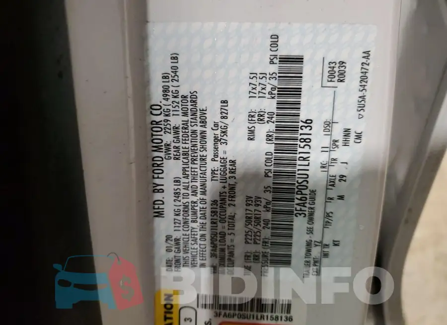 3FA6P0SU1LR158136 Photo# 12