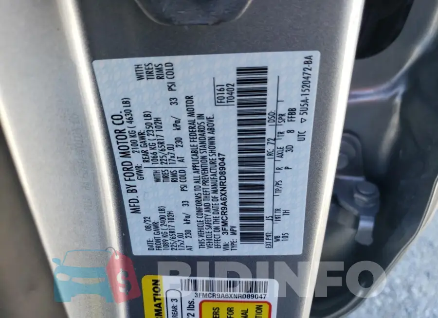 3FMCR9A6XNRD89047 Photo# 14