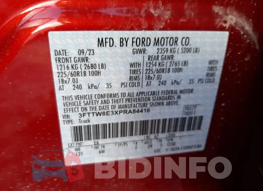 3FTTW8E3XPRA84416 Photo# 12