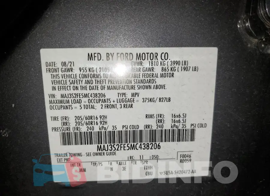 MAJ3S2FE5MC438206 Photo# 12