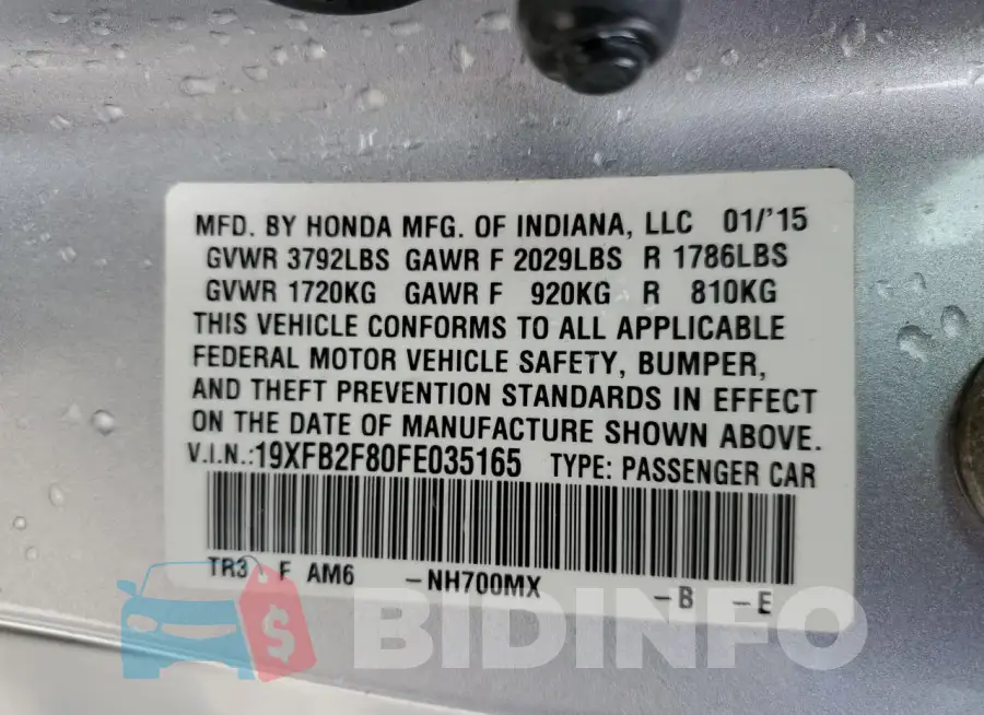 19XFB2F80FE035165 Photo# 12