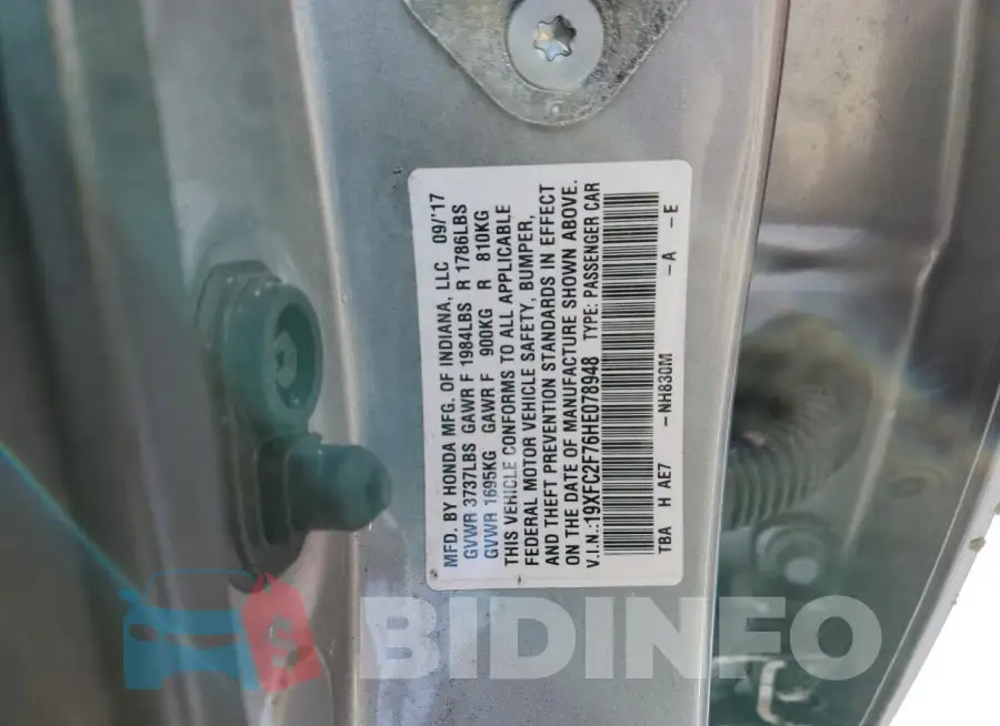 19XFC2F76HE078948 Photo# 12