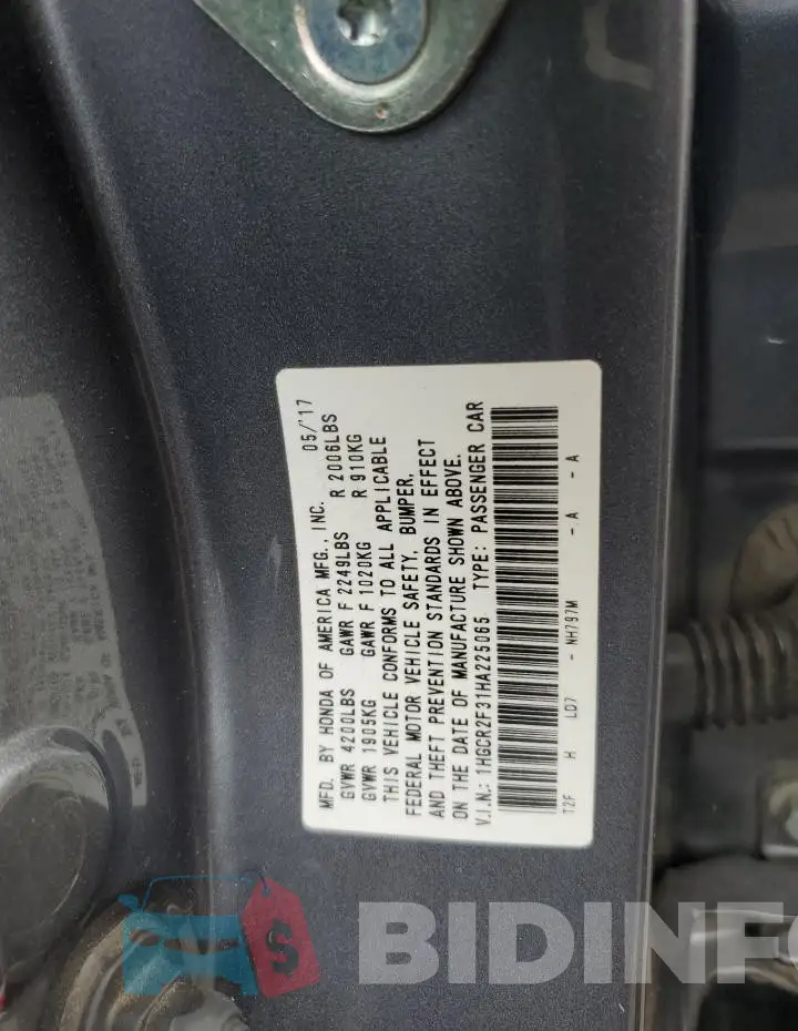 1HGCR2F31HA225065 Photo# 13